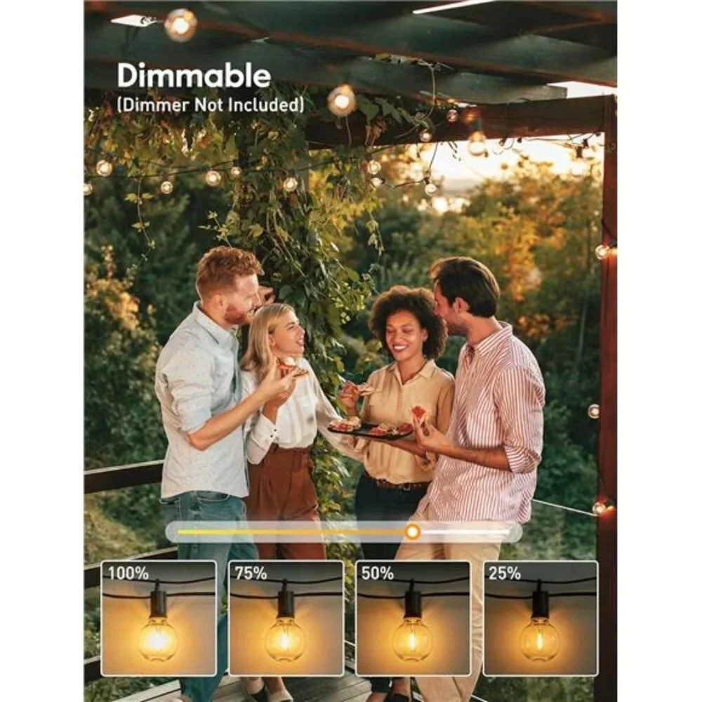 Outdoor String Lights 25Feet G40 LED Patio Lights,Plug-in,13 Plastic Edison Bulb
